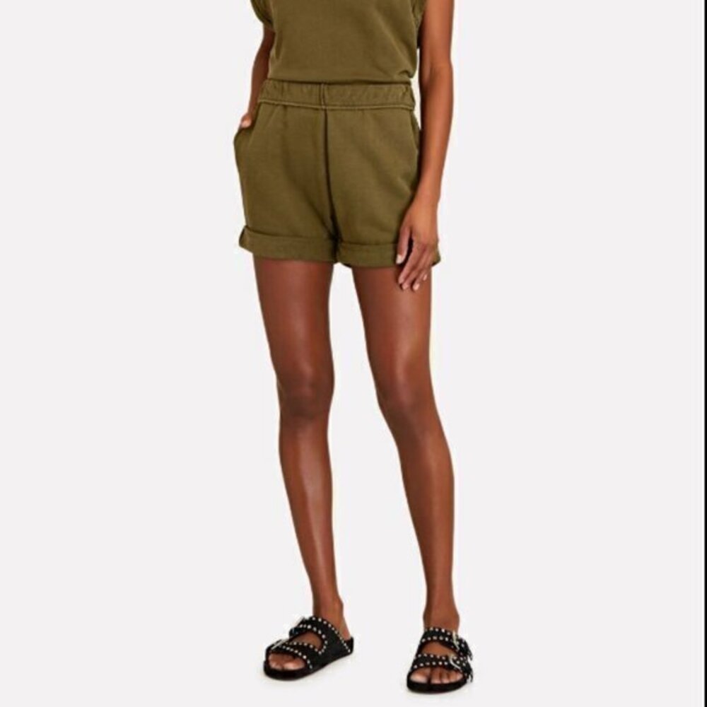 FRAME Rolled Cuff Organic Cotton Shorts | Size M | Moss Green | NWT